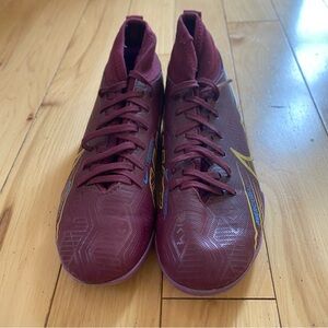Nike Burgundy soccer cleats with Gold Details Mbappe Mercurials